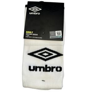 UMBRO ADULT SOCCER SOCKS WHITE W/ BLACK FITS‎ SIZE 9-12.5